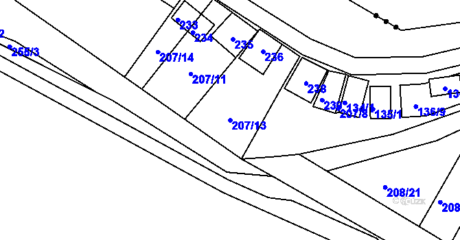 Parcela st. 207/13 v KÚ Oleksovičky, Katastrální mapa
