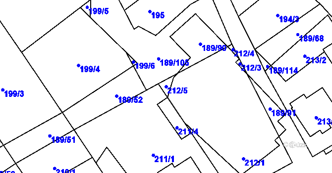 Parcela st. 212/5 v KÚ Slup, Katastrální mapa