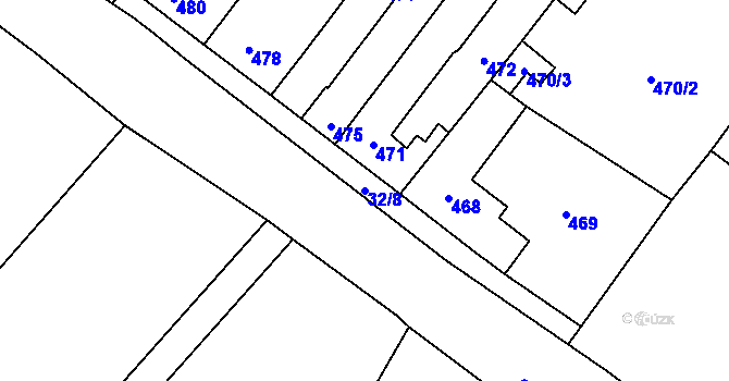 Parcela st. 32/8 v KÚ Slup, Katastrální mapa