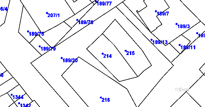 Parcela st. 214 v KÚ Slup, Katastrální mapa
