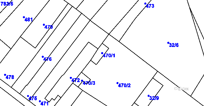 Parcela st. 470/1 v KÚ Slup, Katastrální mapa