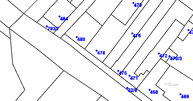 Parcela st. 478 v KÚ Slup, Katastrální mapa