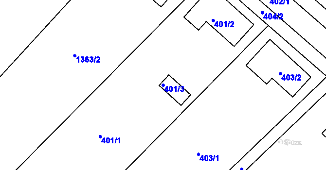 Parcela st. 401/3 v KÚ Slup, Katastrální mapa