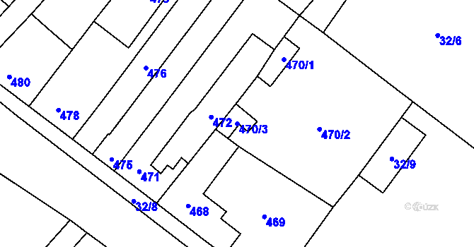 Parcela st. 470/3 v KÚ Slup, Katastrální mapa