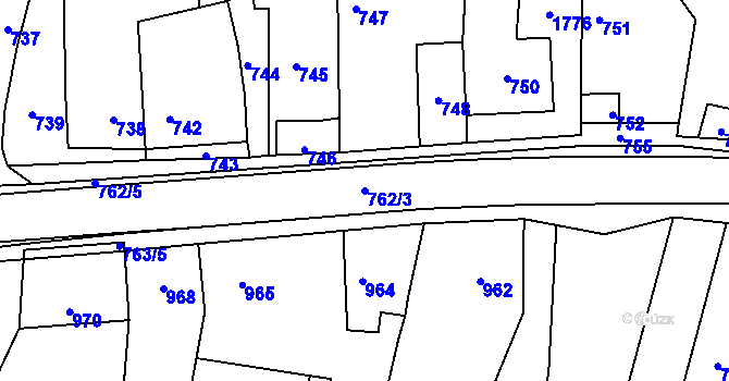 Parcela st. 762/3 v KÚ Slušovice, Katastrální mapa