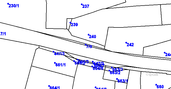 Parcela st. 7/9 v KÚ Slušovice, Katastrální mapa
