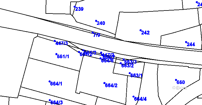 Parcela st. 447/2 v KÚ Slušovice, Katastrální mapa
