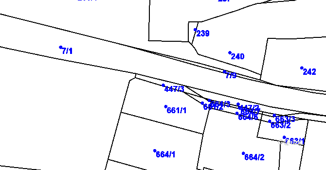 Parcela st. 447/3 v KÚ Slušovice, Katastrální mapa