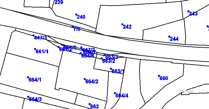Parcela st. 663/3 v KÚ Slušovice, Katastrální mapa