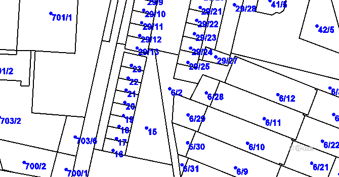 Parcela st. 6/2 v KÚ Slušovice, Katastrální mapa