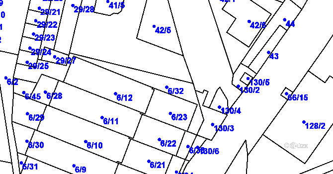 Parcela st. 6/32 v KÚ Slušovice, Katastrální mapa