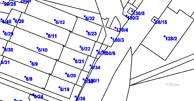 Parcela st. 6/33 v KÚ Slušovice, Katastrální mapa