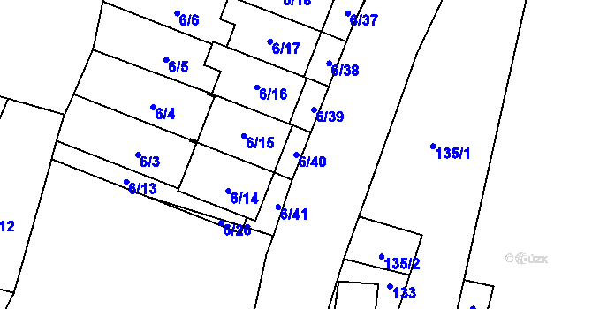 Parcela st. 6/40 v KÚ Slušovice, Katastrální mapa