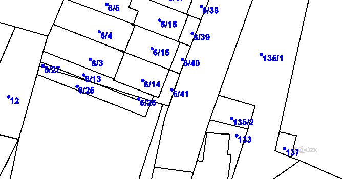 Parcela st. 6/41 v KÚ Slušovice, Katastrální mapa
