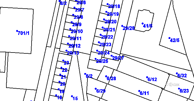 Parcela st. 29/24 v KÚ Slušovice, Katastrální mapa