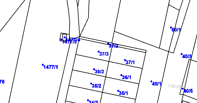 Parcela st. 37/3 v KÚ Slušovice, Katastrální mapa