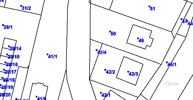 Parcela st. 42/4 v KÚ Slušovice, Katastrální mapa