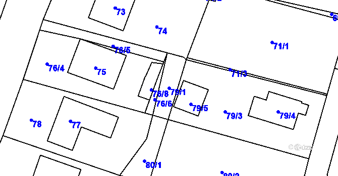 Parcela st. 79/1 v KÚ Slušovice, Katastrální mapa