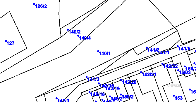 Parcela st. 140/1 v KÚ Slušovice, Katastrální mapa