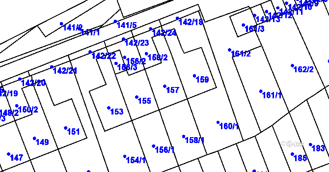 Parcela st. 157 v KÚ Slušovice, Katastrální mapa