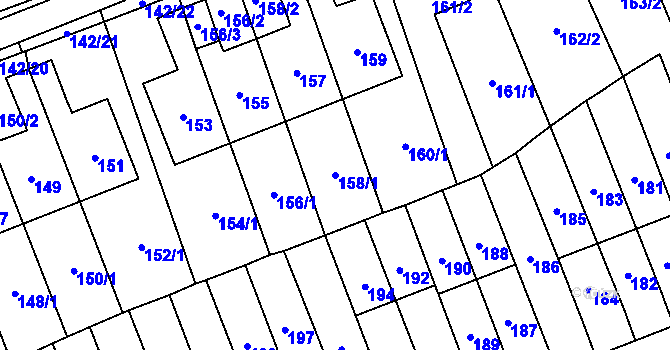 Parcela st. 158/1 v KÚ Slušovice, Katastrální mapa