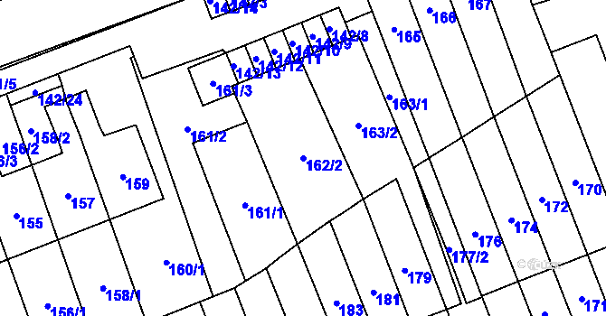 Parcela st. 162/2 v KÚ Slušovice, Katastrální mapa