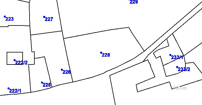 Parcela st. 228 v KÚ Slušovice, Katastrální mapa