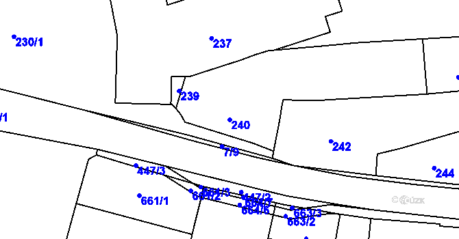 Parcela st. 240 v KÚ Slušovice, Katastrální mapa
