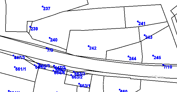Parcela st. 242 v KÚ Slušovice, Katastrální mapa