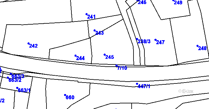 Parcela st. 245 v KÚ Slušovice, Katastrální mapa
