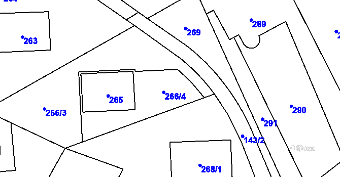 Parcela st. 266 v KÚ Slušovice, Katastrální mapa