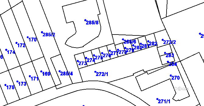 Parcela st. 276 v KÚ Slušovice, Katastrální mapa