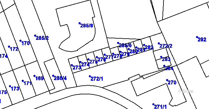 Parcela st. 277 v KÚ Slušovice, Katastrální mapa