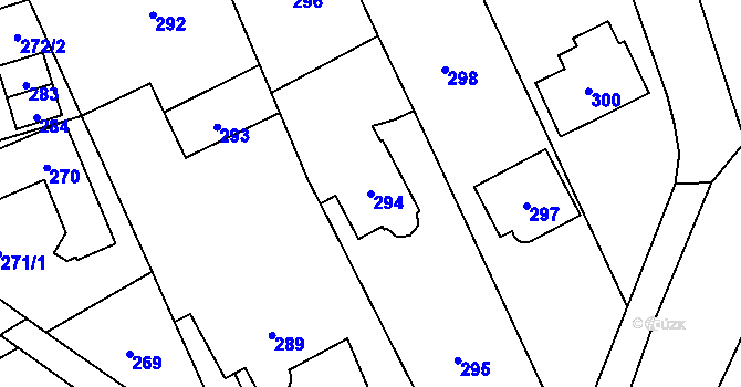 Parcela st. 294 v KÚ Slušovice, Katastrální mapa