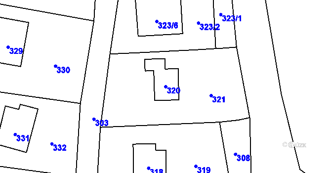 Parcela st. 320 v KÚ Slušovice, Katastrální mapa