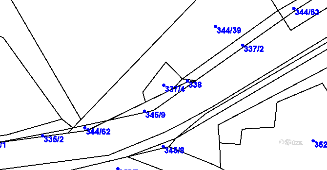 Parcela st. 337/4 v KÚ Slušovice, Katastrální mapa