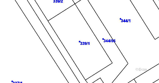 Parcela st. 339/1 v KÚ Slušovice, Katastrální mapa