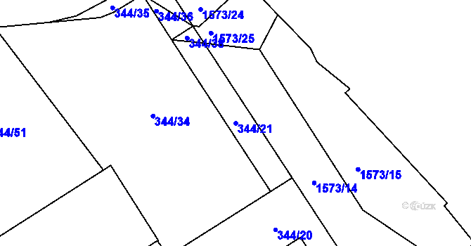 Parcela st. 344/21 v KÚ Slušovice, Katastrální mapa