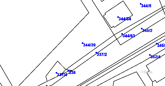 Parcela st. 344/39 v KÚ Slušovice, Katastrální mapa