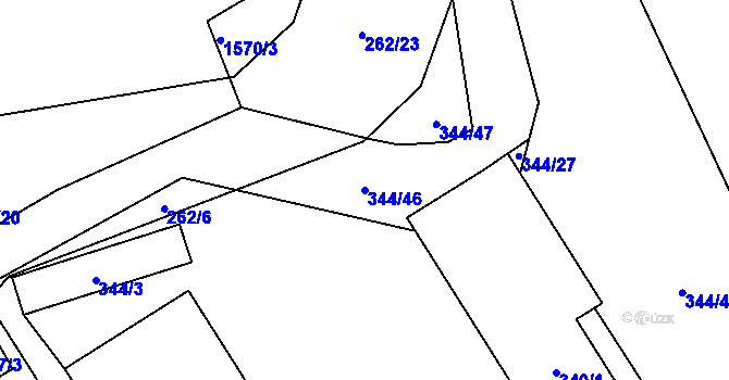Parcela st. 344/46 v KÚ Slušovice, Katastrální mapa