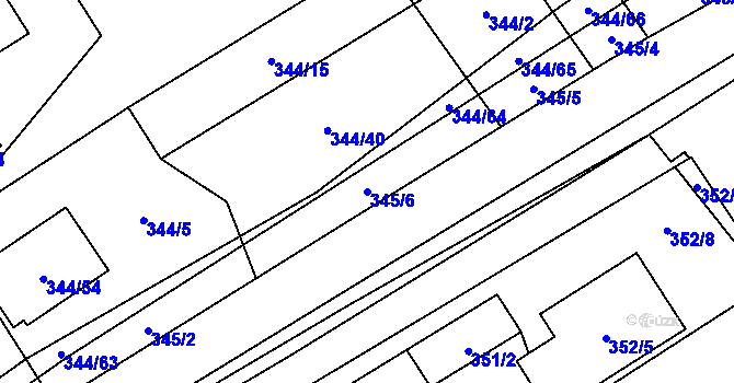 Parcela st. 345/6 v KÚ Slušovice, Katastrální mapa
