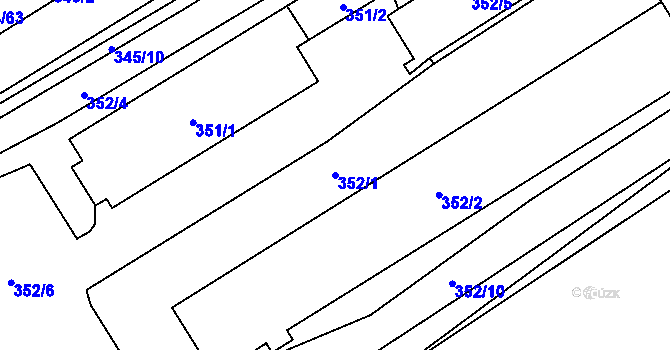 Parcela st. 352/1 v KÚ Slušovice, Katastrální mapa