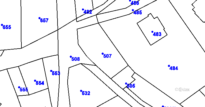 Parcela st. 507 v KÚ Slušovice, Katastrální mapa