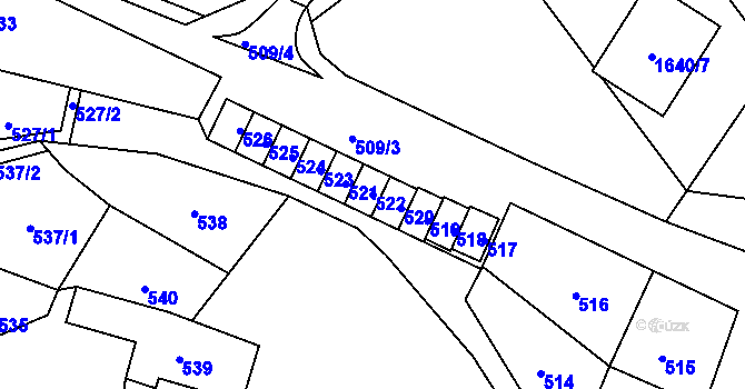 Parcela st. 522 v KÚ Slušovice, Katastrální mapa
