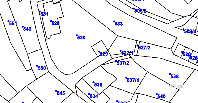 Parcela st. 529 v KÚ Slušovice, Katastrální mapa