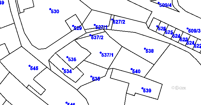 Parcela st. 537/1 v KÚ Slušovice, Katastrální mapa