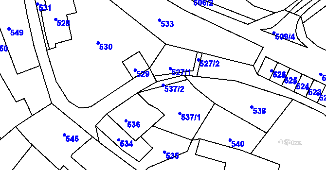 Parcela st. 537/2 v KÚ Slušovice, Katastrální mapa