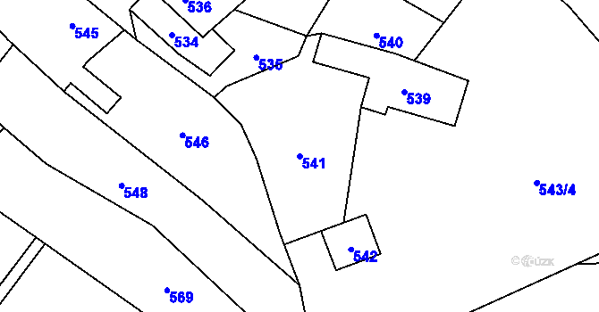 Parcela st. 541 v KÚ Slušovice, Katastrální mapa
