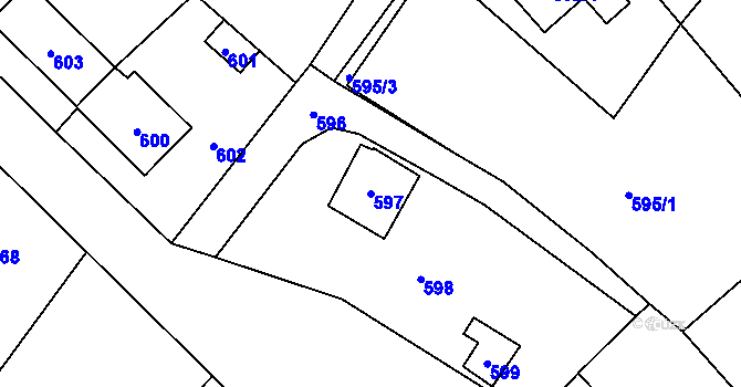 Parcela st. 597 v KÚ Slušovice, Katastrální mapa