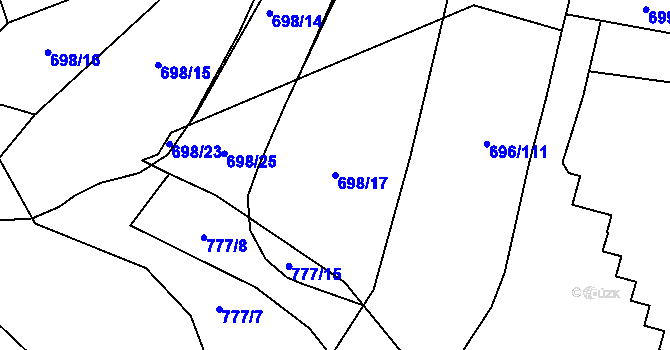 Parcela st. 698/17 v KÚ Slušovice, Katastrální mapa